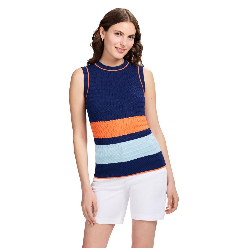 Izod Cami Colorblock Cable Vest Sweater Top L